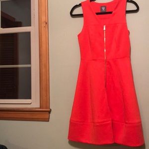 Red A-Line dress w/ gold zipper front
